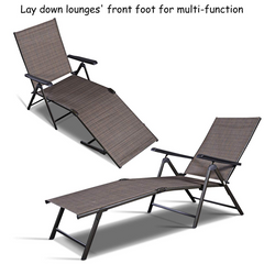 Tangkula Patio Lounge Chair Chaise, Adjustable Backrest