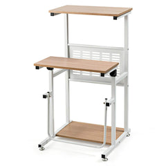 Tangkula Small Standing Desk, Height Adjustable Teacher Podium Stand