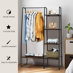 Tangkula Garment Rack with Shelves, Clothes Rack with 5 Shelves & Hanging Bar