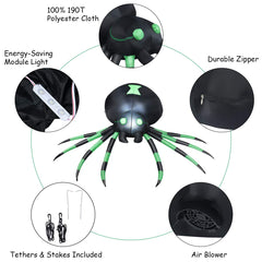 Tangkula 6 Ft Halloween Inflatable Spider, Spider with LED Lights Outdoor Indoor Halloween Decorations