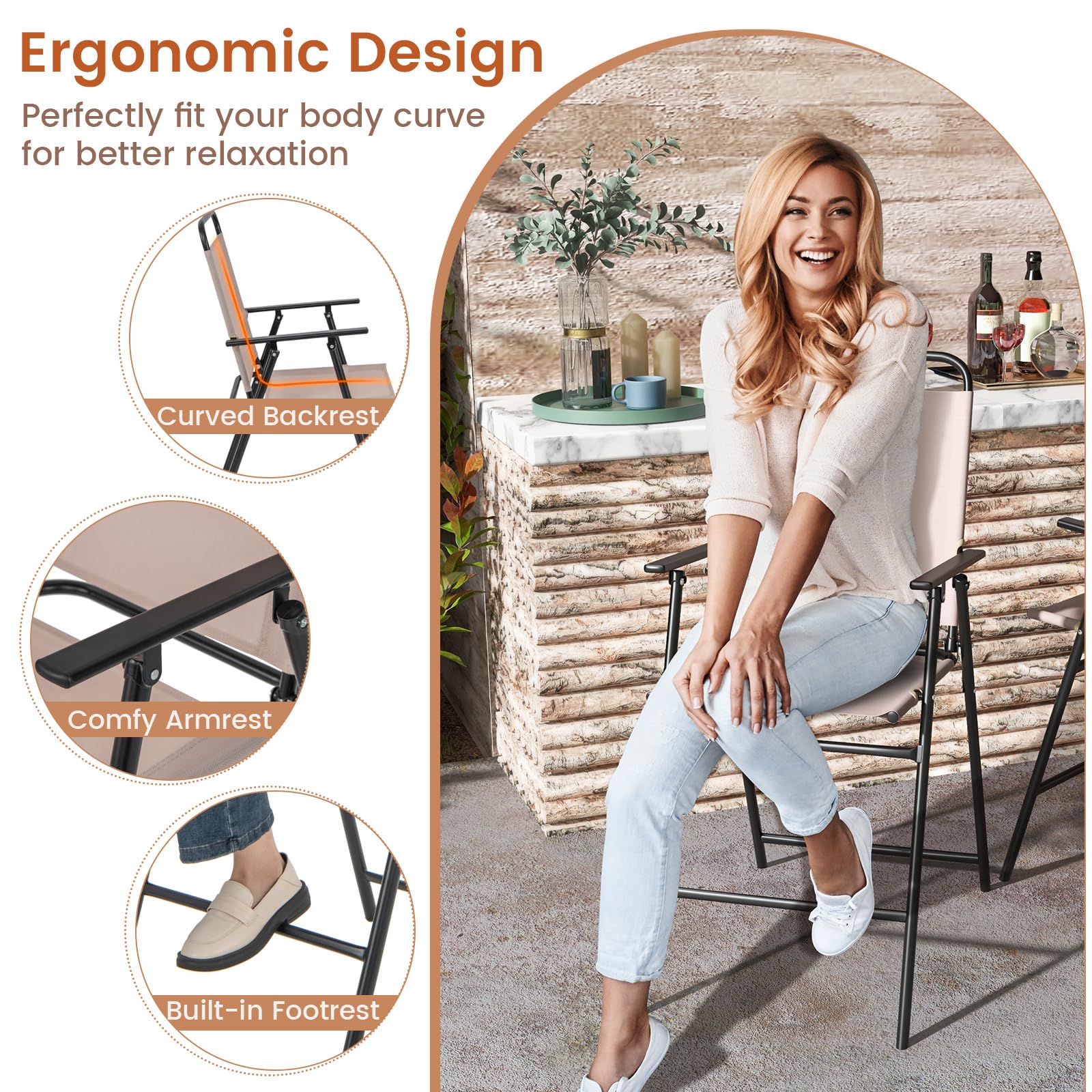 TAGNKULA Outdoor Folding Bar Stool Set of 2/4