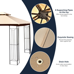 Tangkula 10 x 10 FT Patio Gazebo, Double Roof Outdoor Gazebo