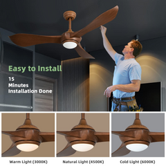 Tangkula 52 Inch Ceiling Fan with Light, Modern Ceiling Fan with 6 Wind Speeds