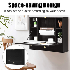 Tangkula Wall Mounted Desk, Multi-Function Floating Desk Wall Mount Laptop Desk