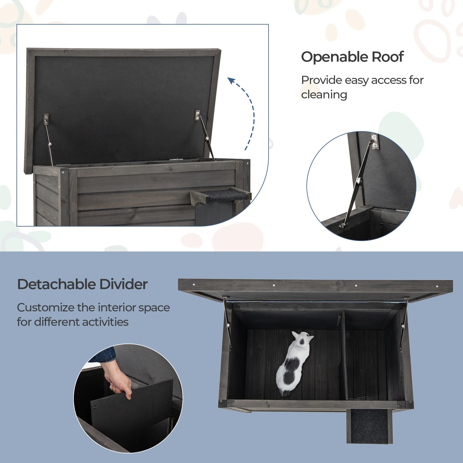 Tangkula Outdoor Cat House Insulated, Weatherproof Cat Enclosure with All-Round Foam Insulated