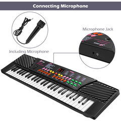 Tangkula 54-Key Electronic Keyboard for Kids Beginners with Mic & Adapter, Piano Keyboard (Black)