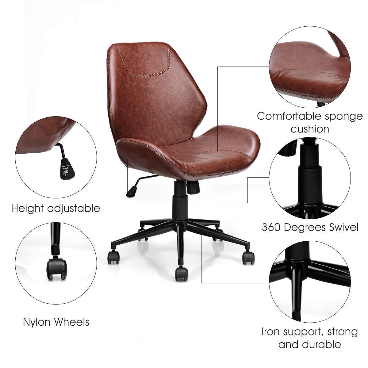 Tangkula 2PS Desk and Chair Set, Corner Desk with Height Adjustable Ergonomic Swivel Chair