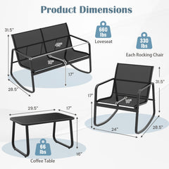 Tangkula 8 Piece Patio Rocking Set, 2 Rocking Chairs & Loveseat with Glass-Top Table