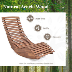 Tangkula Outdoor Acacia Wood Rocking Chair, Porch Rocker with Widened Slatted Seat and High Back