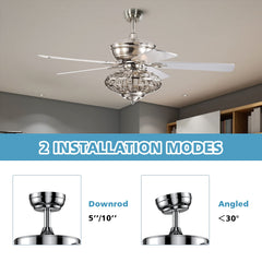 Tangkula 52" Ceiling Fan Lamp, Ceiling Fan with Light and Remote Control, Reversible Fan Blades, 3 Adjustable Wind Speeds