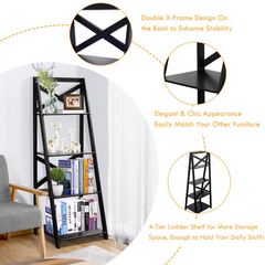 Tangkula 4-Tier Ladder Shelf Bookcase