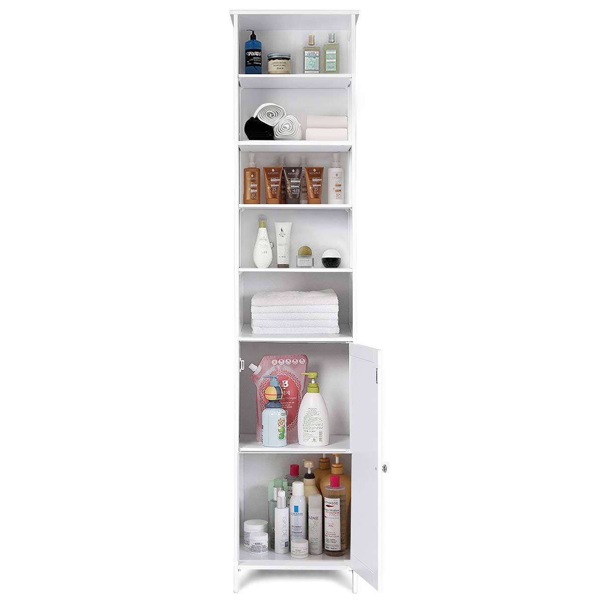 Tangkula 72 Inches Tall Cabinet, Bathroom Free Standing Tower Cabinet with Adjustable Shelves