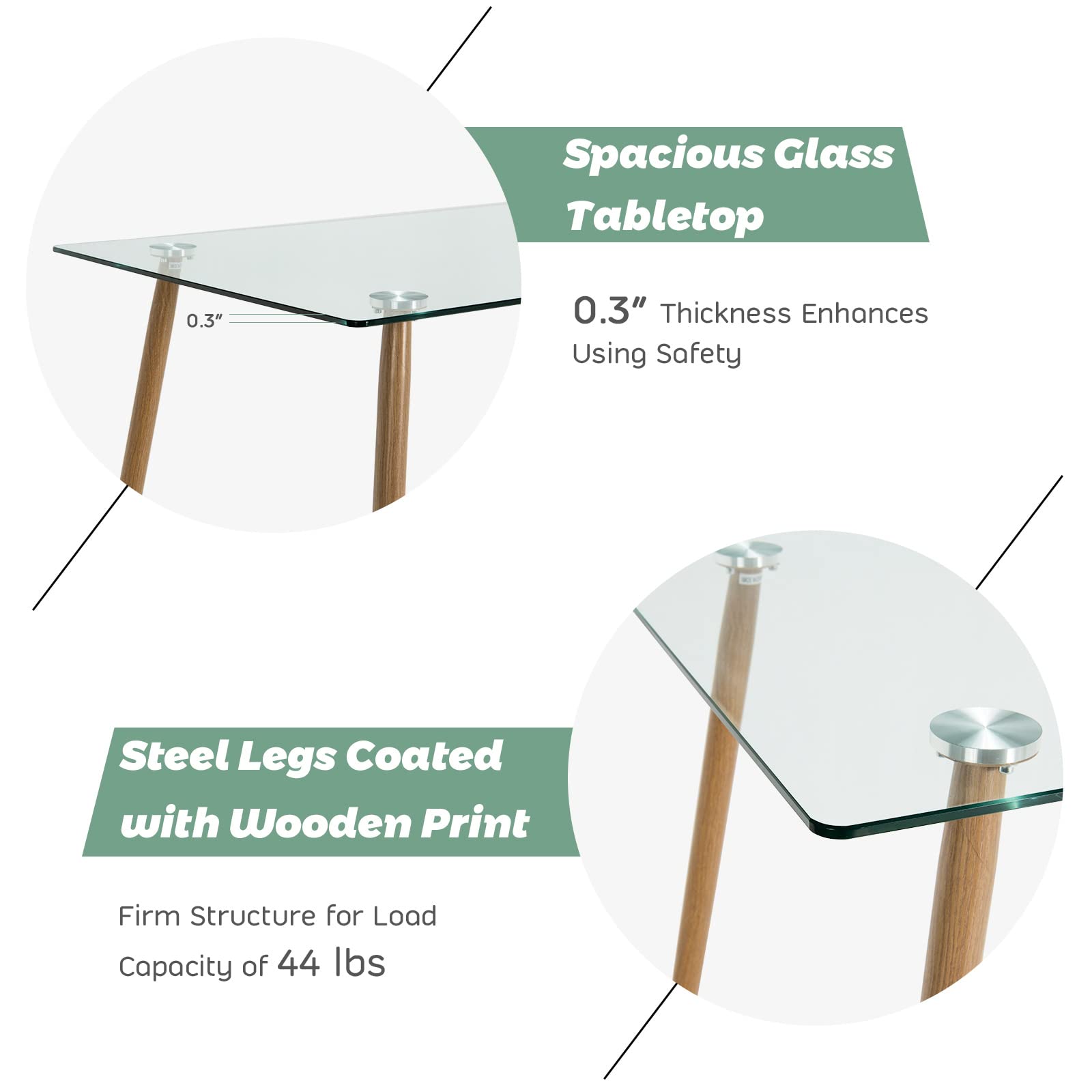 Tangkula Glass Dining Table, Modern Rectangular Table