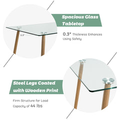 Tangkula Glass Dining Table, Modern Rectangular Table