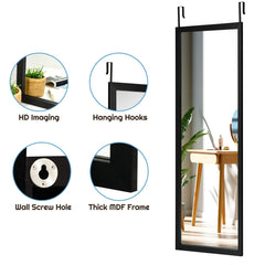 Tangkula Full Length Door Mirror Wall Mirror, 47.5 x 14.5 Inch Over The Door Mirror(Black & White)