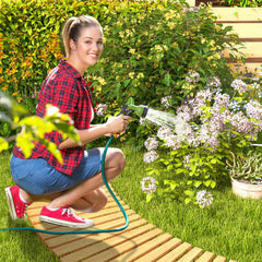 Tangkula Roll-Out Garden Pathway, 7 FT Wooden Garden Pathway w/Non-Slip Surface, Metal Wires with Plastic Sheath