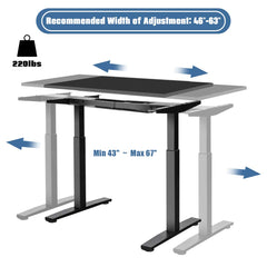 Tangkula Electric Standing Desk Frame, Height & Width Adjustable Motorized Sit Stand Desk Base