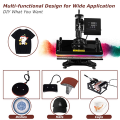 Tangkula 6 in 1 Heat Press Machine, 12x15 Inch Multifunctional Digital Transfer Sublimation Swing-Away