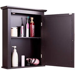 Tangkula Bathroom Cabinet with Mirror, Mirrored Wall-Mounted Storage Medicine Cabinet (Brown)