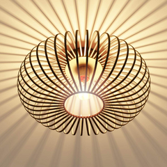 Tangkula Metal Flush Mount Ceiling Light, Antique Brass Metal Ceiling Pendant Light with Strong Arc Iron Lamp-shade