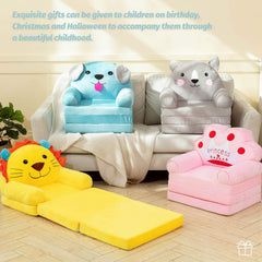 MAXYOYO Cartoon Foldable Kids Sofa, Plush Dog Shape Children Armchair