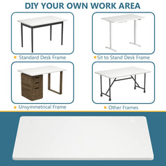 Universal Relevance Table Top Office Relevance Tabletop w/ 2 Cable Management Holes, White