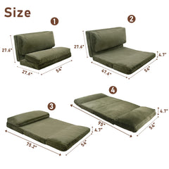 MAXYOYO Bean Bag Folding Sofa Bed, Floor Mattress Extra Thick Floor Sofa with Faux Fur Washable Cover, Green