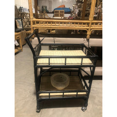 Black Rattan Bar Cart