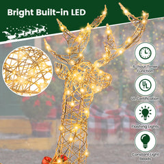 Tangkula 2 Pieces Lighted Christmas Reindeer Family Set with 230 LED Lights