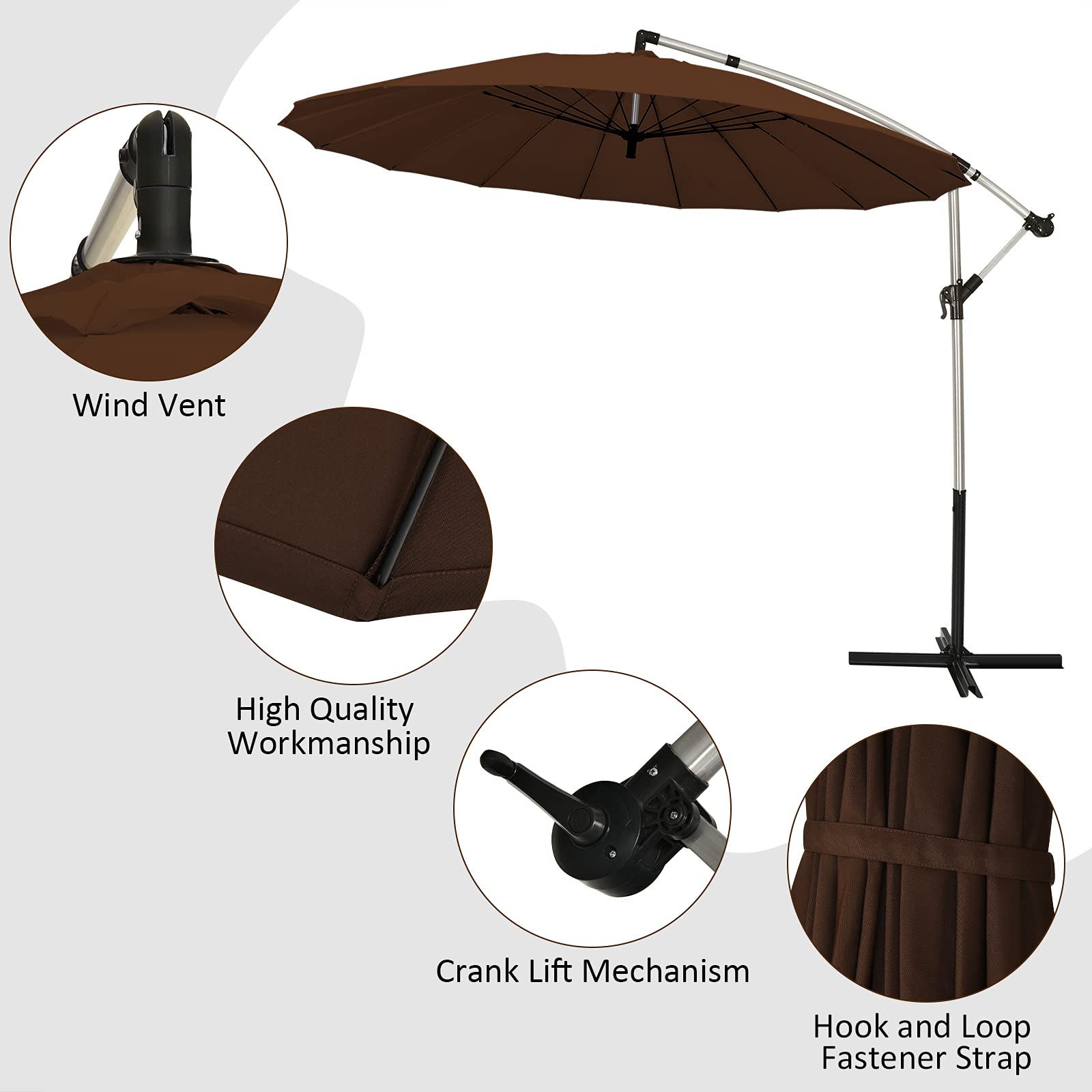 Tangkula 10 FT Patio Offset Umbrella, Outdoor Cantilever Umbrella