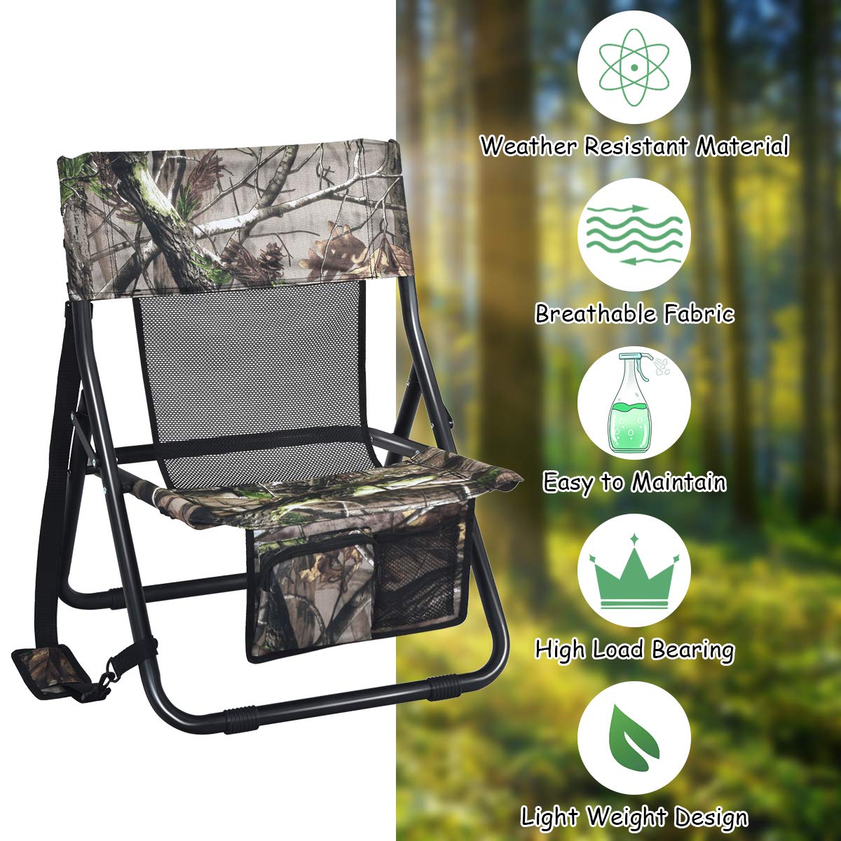 Turkey Hunting Chair, Folding Low-profile Turkey Hunting Seat