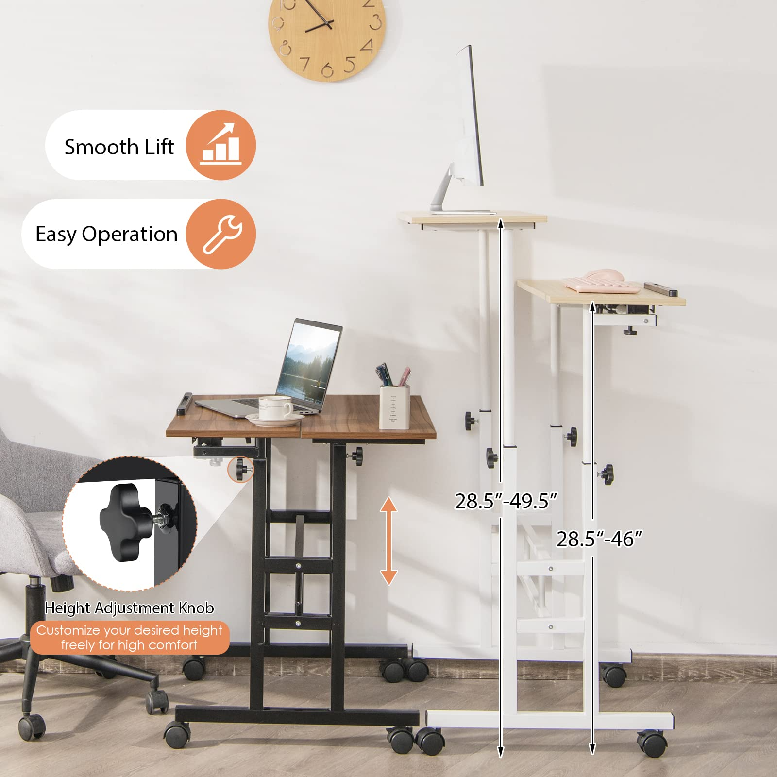 Tangkula Mobile Standing Desk Stand Up Desk