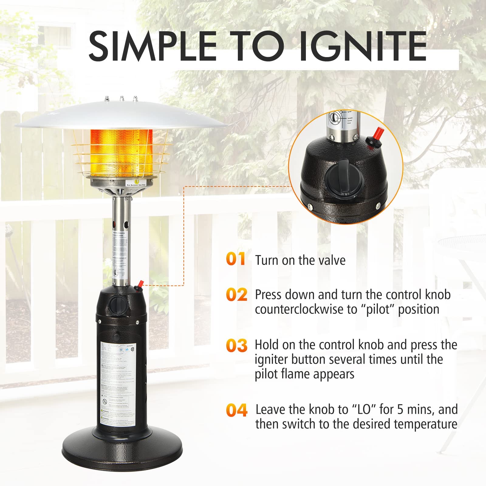 Tangkula Tabletop Propane Patio Heater, 11,000 BTU Portable Outdoor Heater