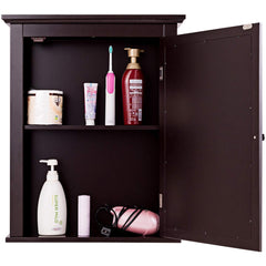 Tangkula Bathroom Cabinet with Mirror, Mirrored Wall-Mounted Storage Medicine Cabinet (Brown)