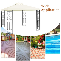 Tangkula 10 x 10FT 2-Tier Patio Gazebo, Powder Coated Steel Structure, Sun Shading Gazebo Canopy Shelter