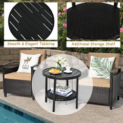 3 Piece Rattan Sofa Set, Patio Conversation Bistro Set w/Coffee Table