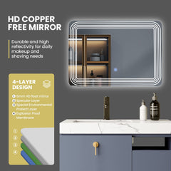 Tangkula Bathroom LED Mirror, Wall Mounted Makeup Vanity Mirror, Dressing Room, 27.5” x 20”