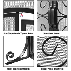 Tangkula Fireplace Screen, with Hinged Two-Doors Large Flat Guard Screens (44 x 15 x 33. 5 inch)