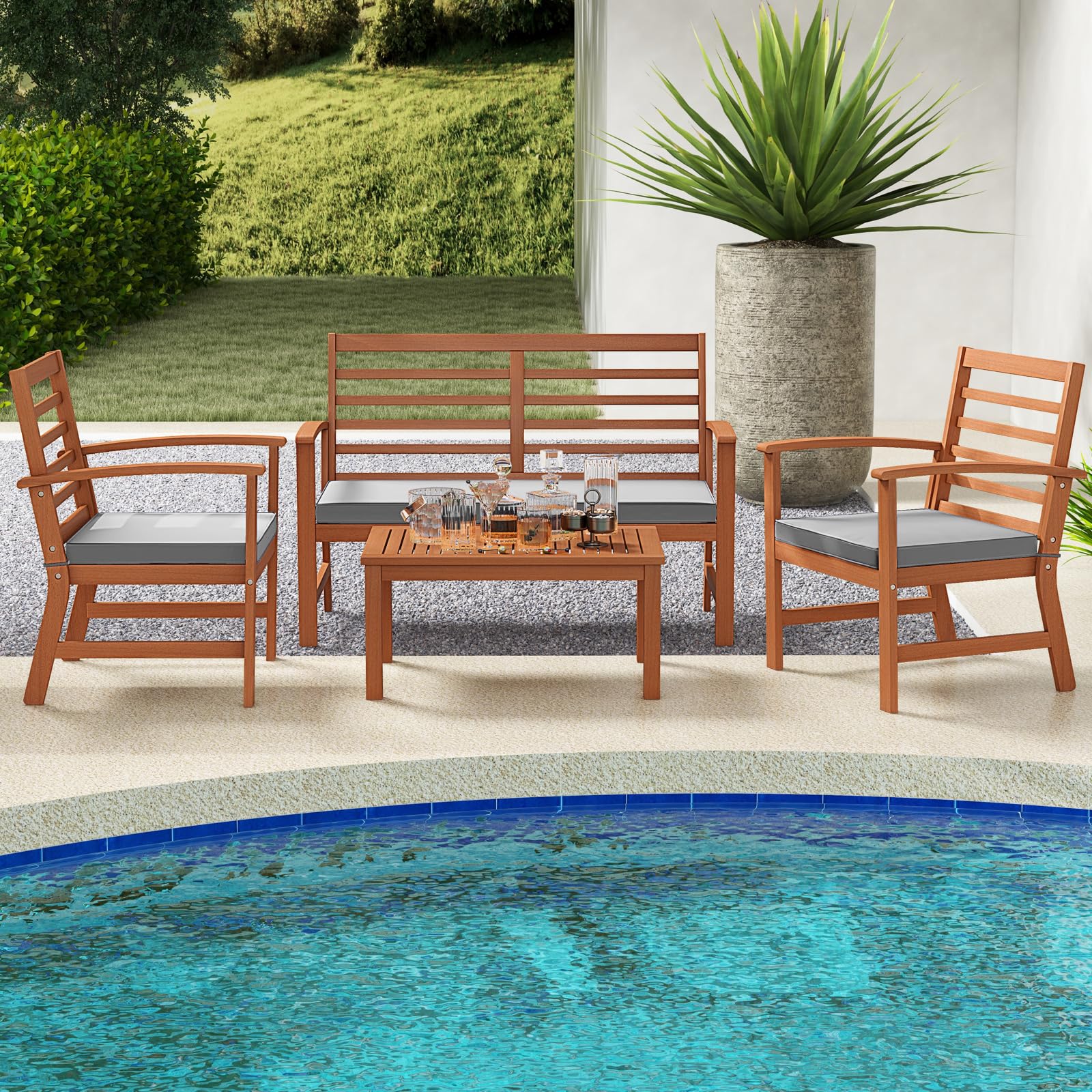 Tangkula 4 Pieces Outdoor Furniture Set