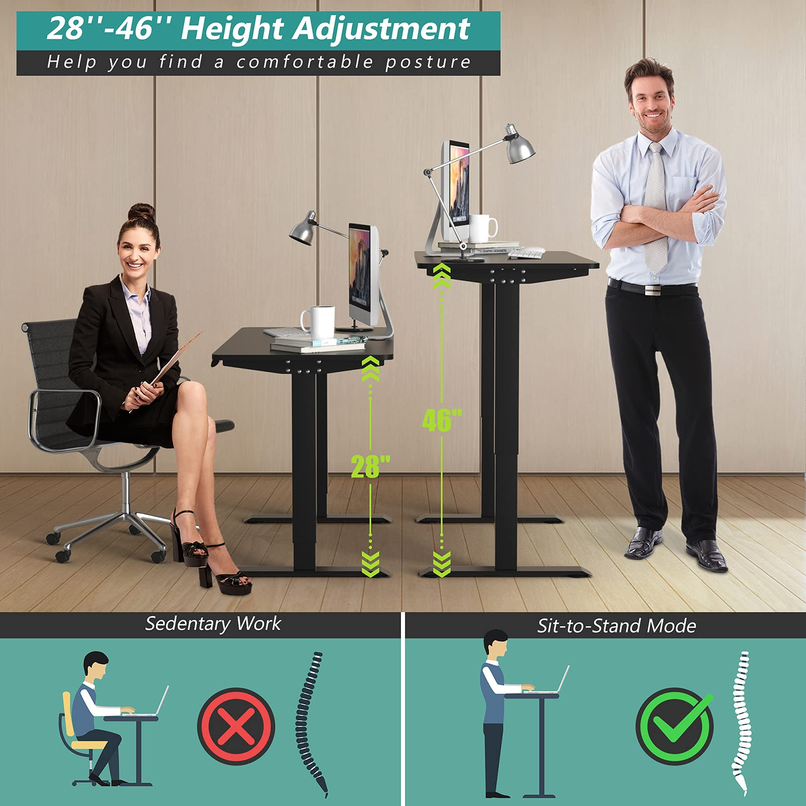 Tangkula Electric Standing Desk, Height Adjustable Motorized Office Desk