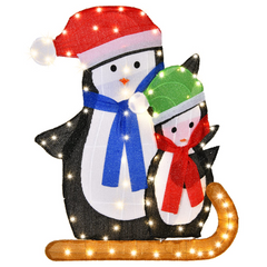 Tangkula 54 inches Christmas Double Snowman Yard Sign with LED Lights