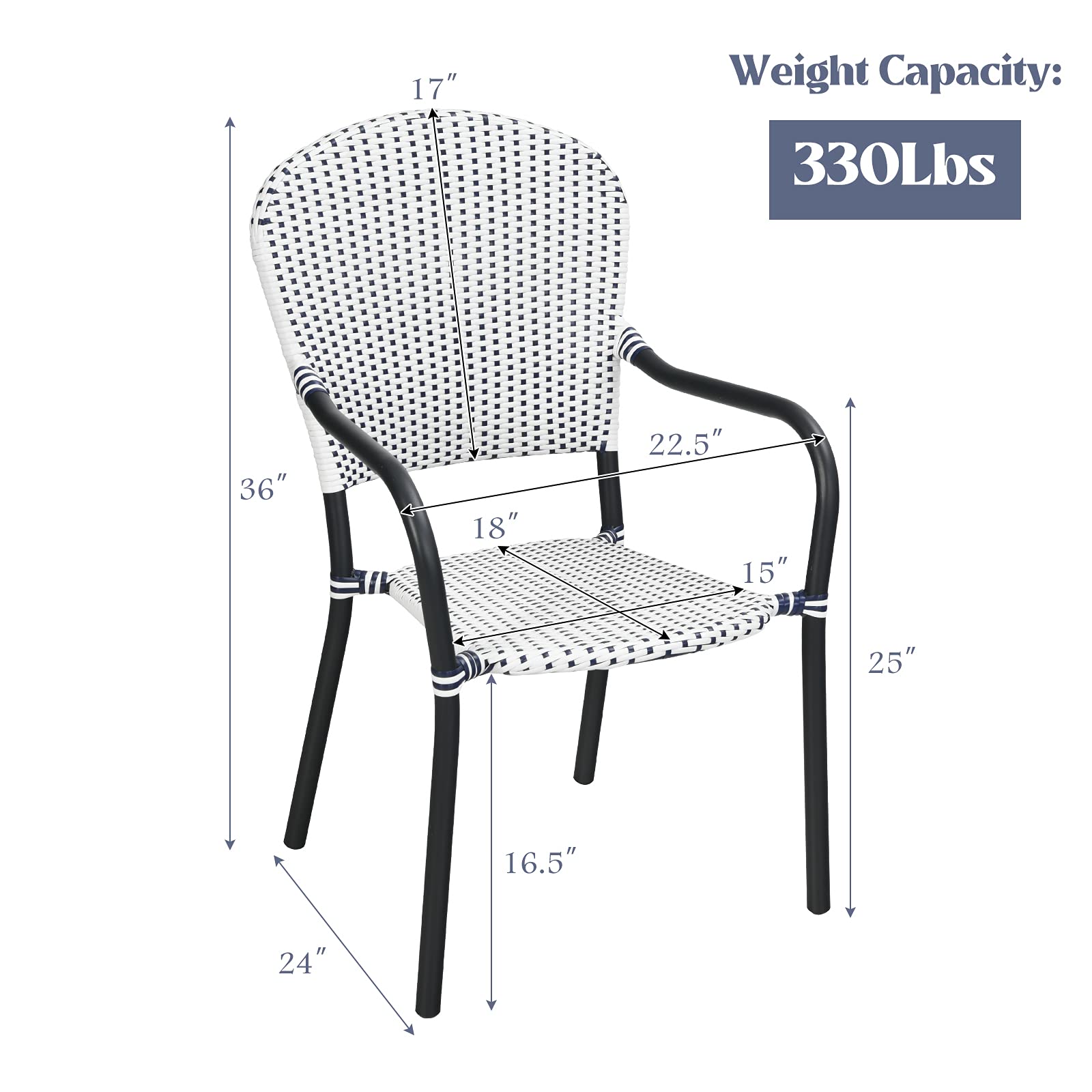 Set of 4 Stackable Outdoor Patio Wicker Chairs