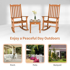 3 Piece Patio Rocking Bistro Set, 2 Rockers and 1 Coffee Table, Outdoor Rocking Chair Set