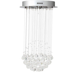 Tangkula Modern K9 Crystal Raindrop Chandelier, Flush Mount LED Ceiling Light Fixture for Living Room, 31.5 x 15.5 inches