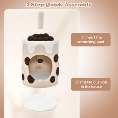 Tangkula Bubble Tea Cat Tree Tower, 26.5 Inch Cat Condo Furniture with Scratching Post