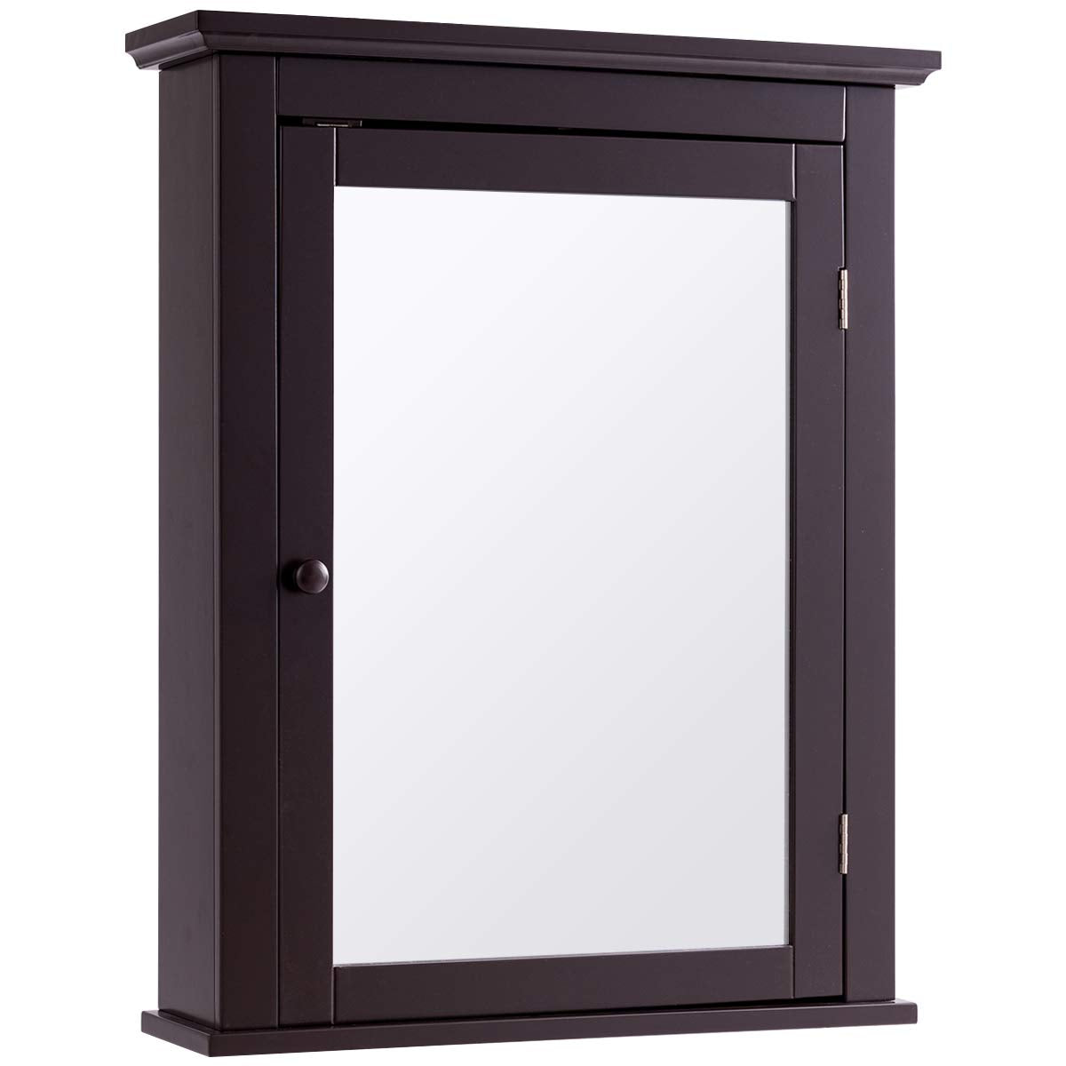 Tangkula Bathroom Cabinet with Mirror, Mirrored Wall-Mounted Storage Medicine Cabinet (Brown)