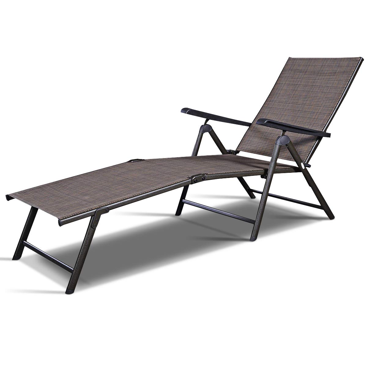 Tangkula Patio Lounge Chair Chaise, Adjustable Backrest