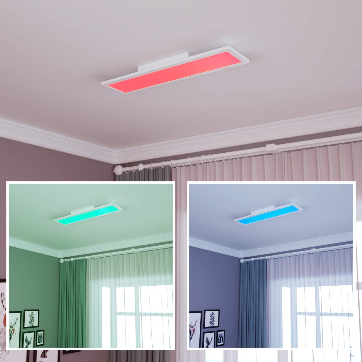 Tangkula Smart LED Ceiling Light, Dimmable RGB Light Panel with APP Control, 18W LED 1300 Lumens (White)