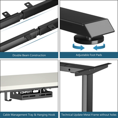 Tangkula Dual-Motor Electric Standing Desk Frame, Width & Height Adjustable Stand up Desk Base