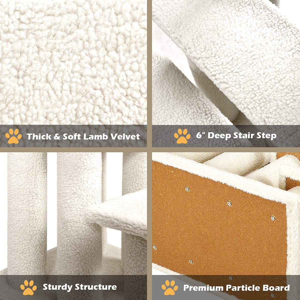 Tangkula Pet Stairs for Cats and Dogs, 4-Step Carpeted Ladder Ramp Cat Climber Cat Scratching Post